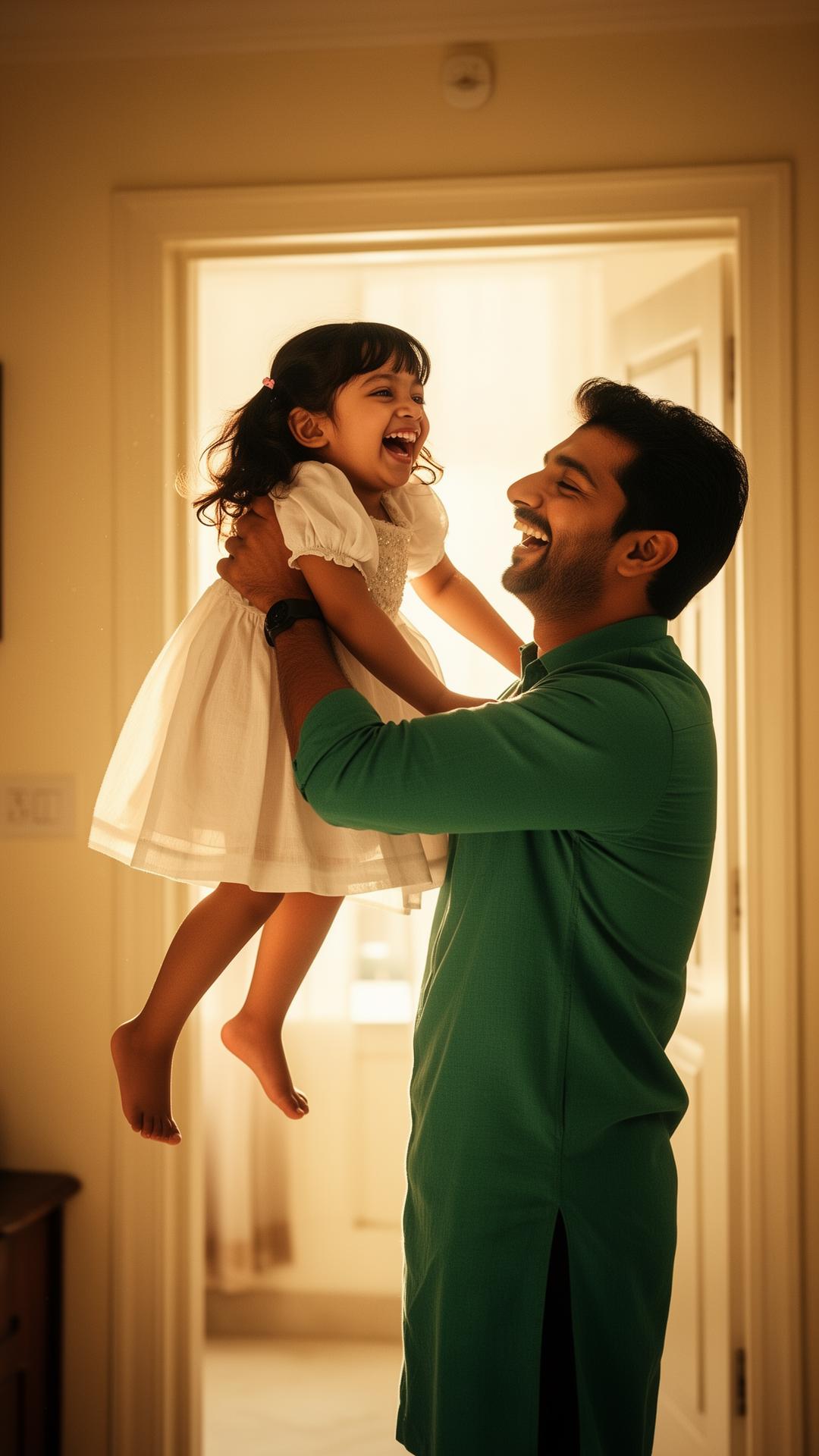 Father and daughter laughing